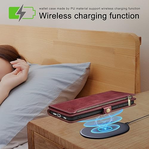 Miniatura 4 de XcaseBar Funda tipo cartera para Samsung Galaxy Note 9 con cremallera Bloqueo RFID Titular de la tarjeta de crédito, Libro de folio con tapa PU