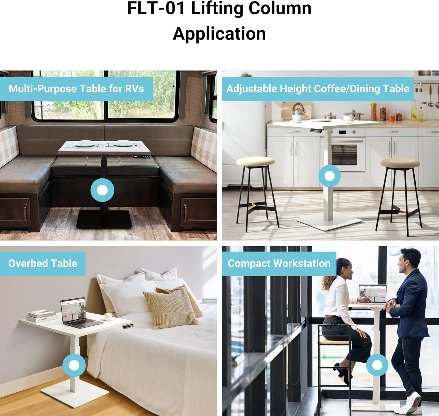 PROGRESSIVE AUTOMATIONS Height Adjustable Single Desk Frame - DIY Small Electric Standing Desk Bar Table Lift, 25.5" Stroke, 180 lbs Force, FLT-01 Black