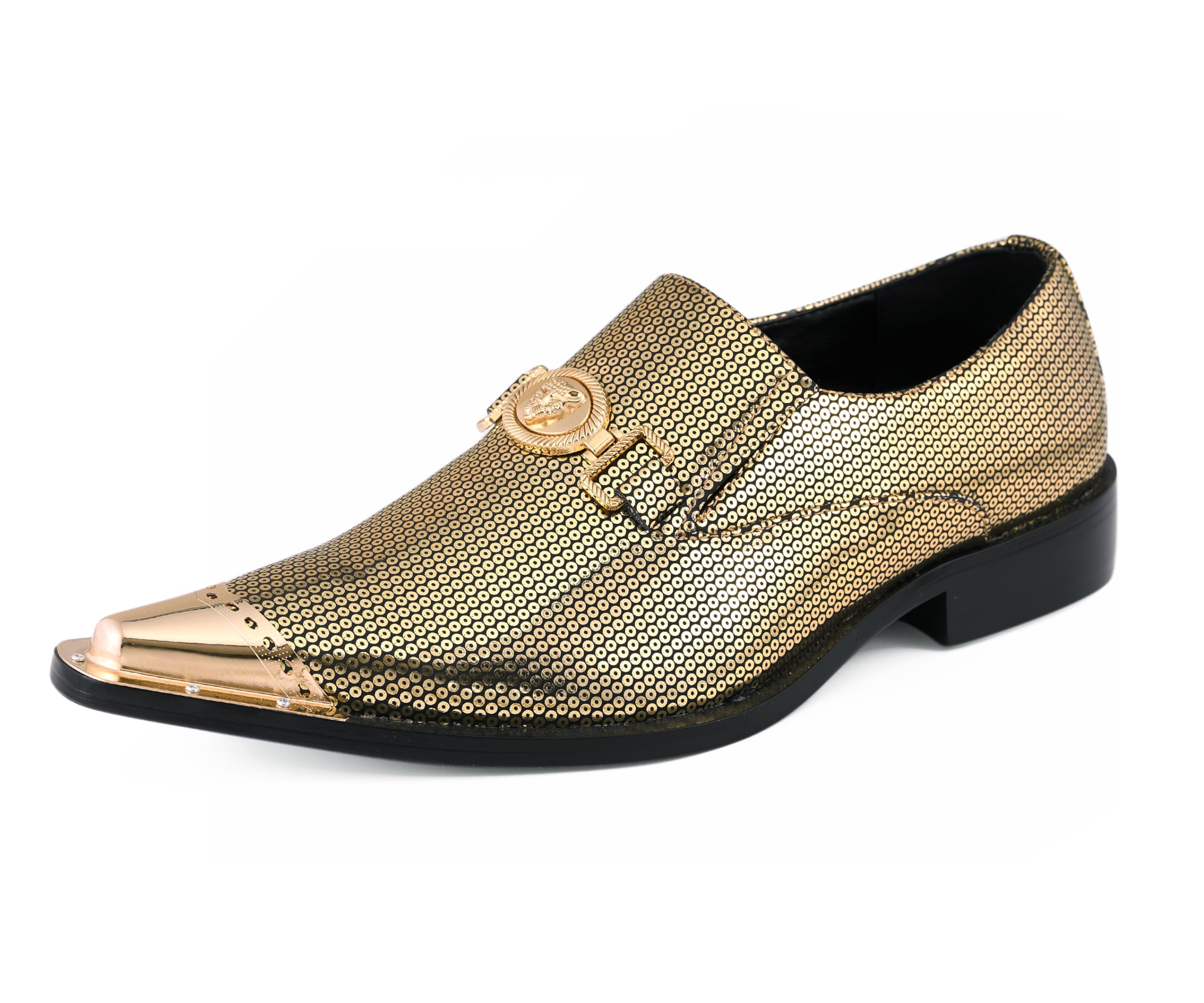 Amali Sparkling Smoking Slipper with Metal Tip - Men's Dress Shoes - Party Loafers for Men - Metallic Loafers for Men - Mens Disco Shoes - Designer