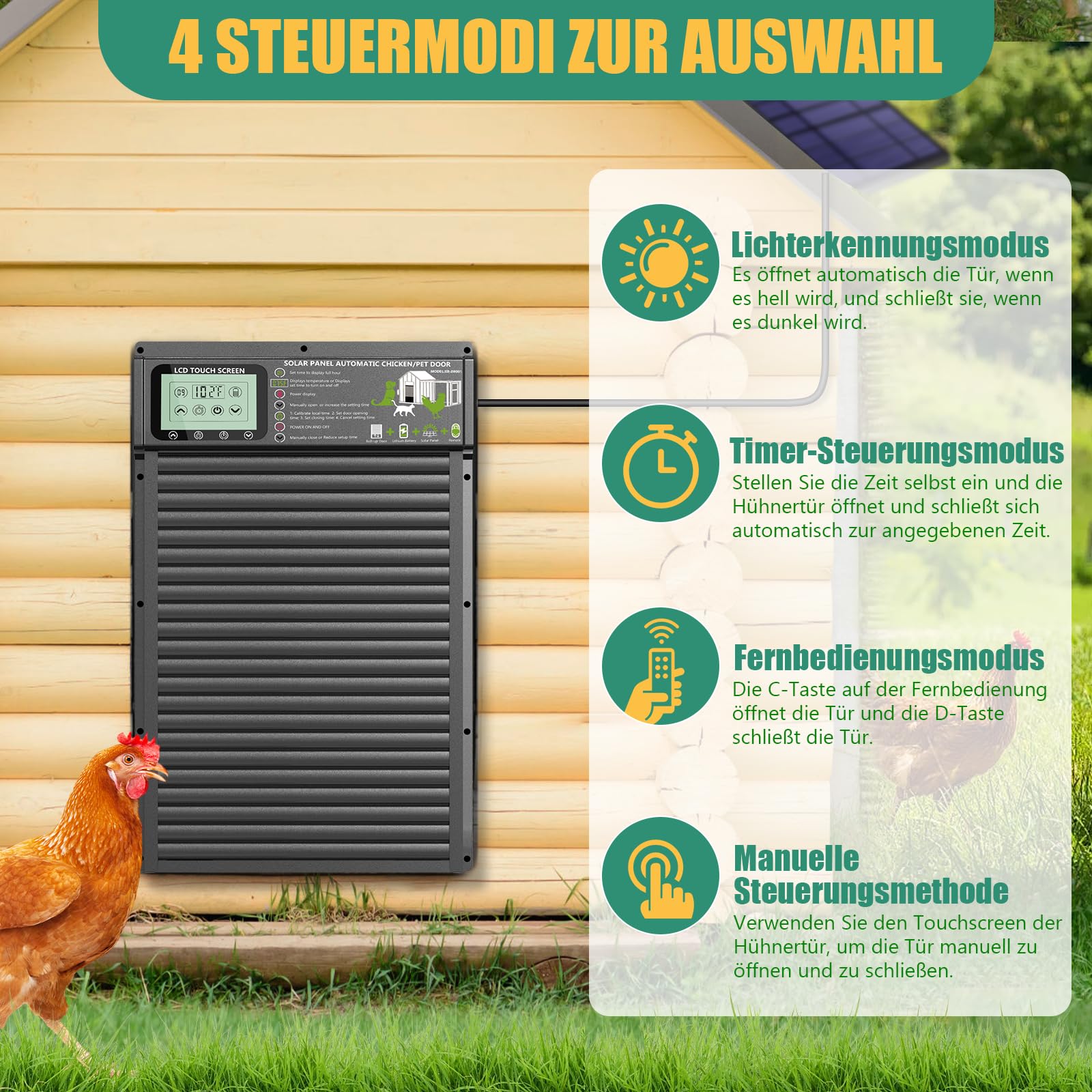 MASTERFUN Große Größe Automatische Hühnerklappe Produktbild-Vorschau 2