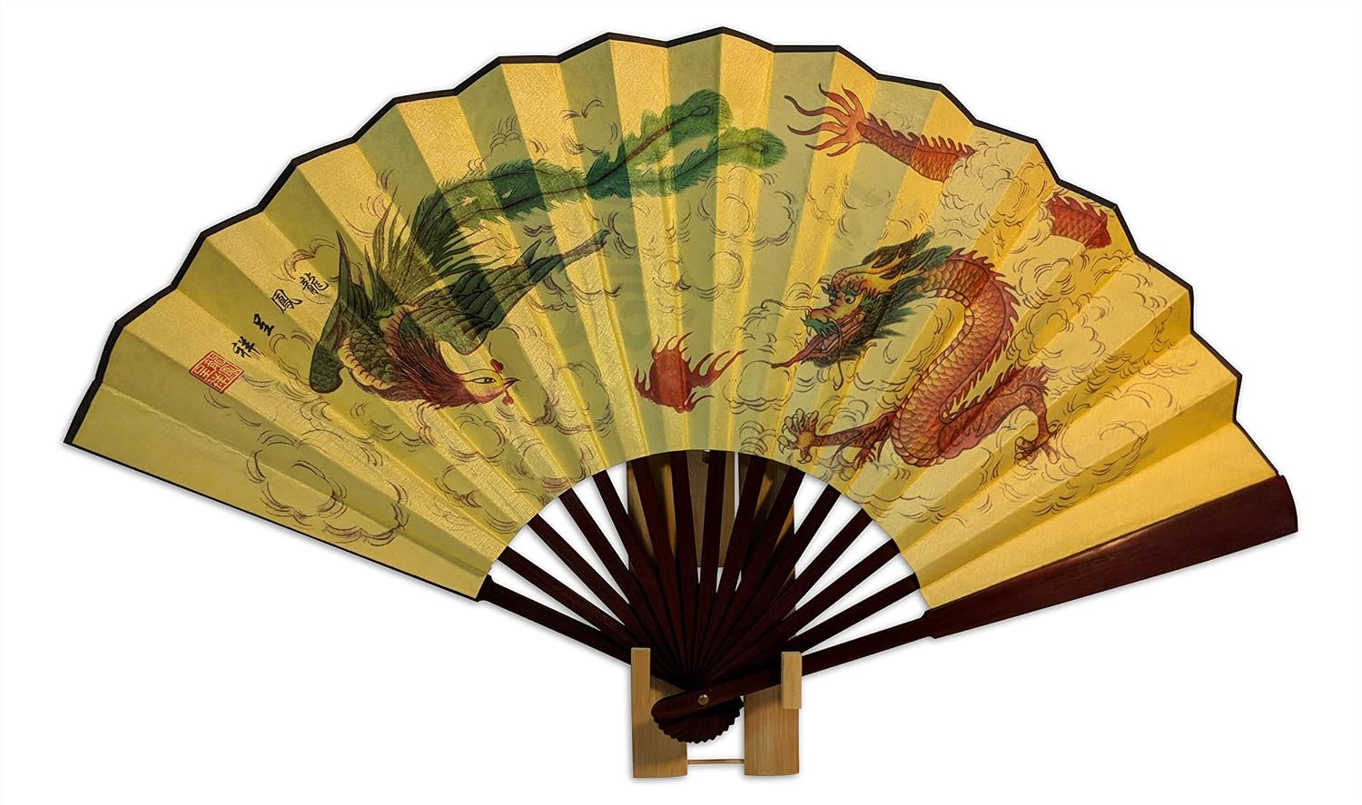 C&K Solutions Bamboo Tripod Folding Fan Stand Wall Mount; Sturdy Display Base; Large Japanese Hand Held Fan Holder