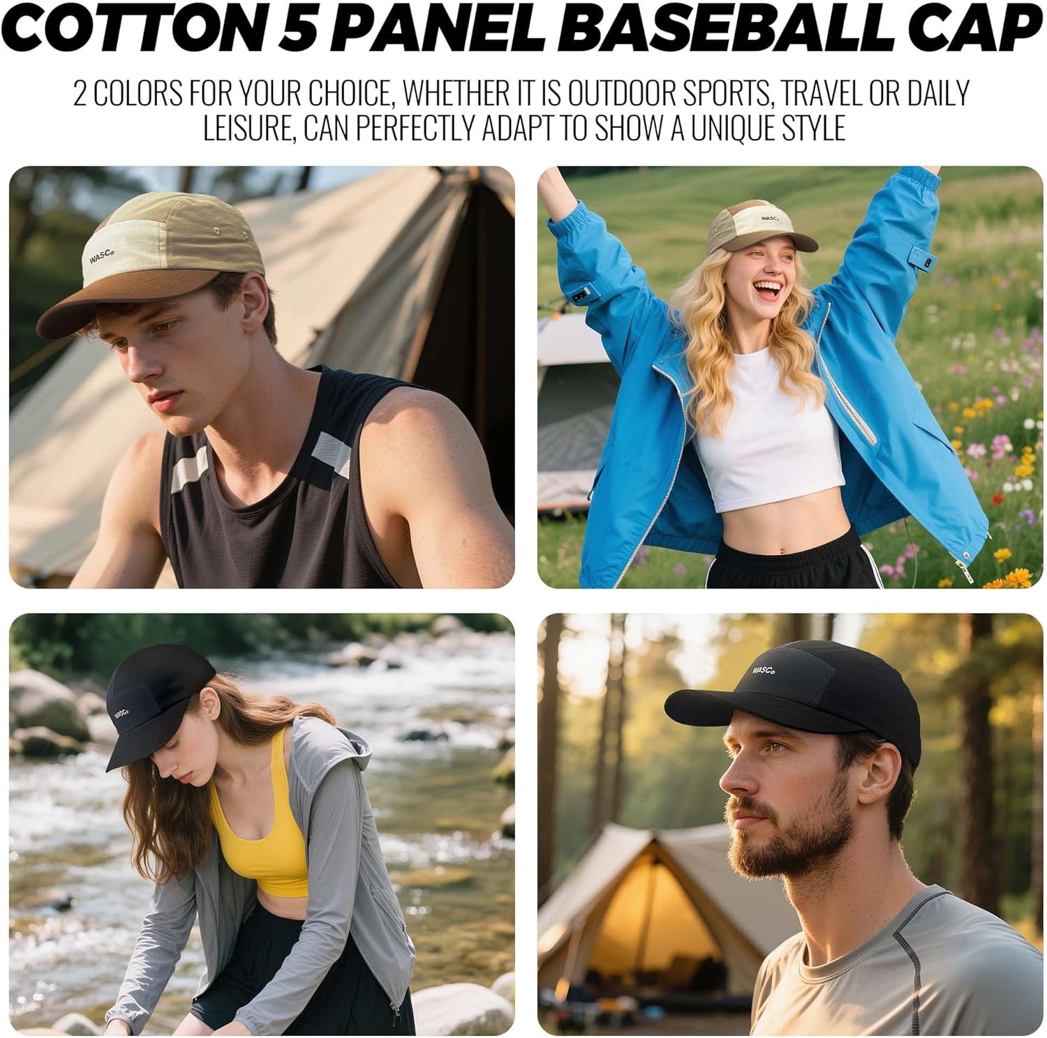 Clakllie Multicolor Men's 5 Panel Hat Cotton Curved Brim Baseball Cap Moisture Wicking Dad Running Hat Hip Hop Bike Board Cap - Image 8