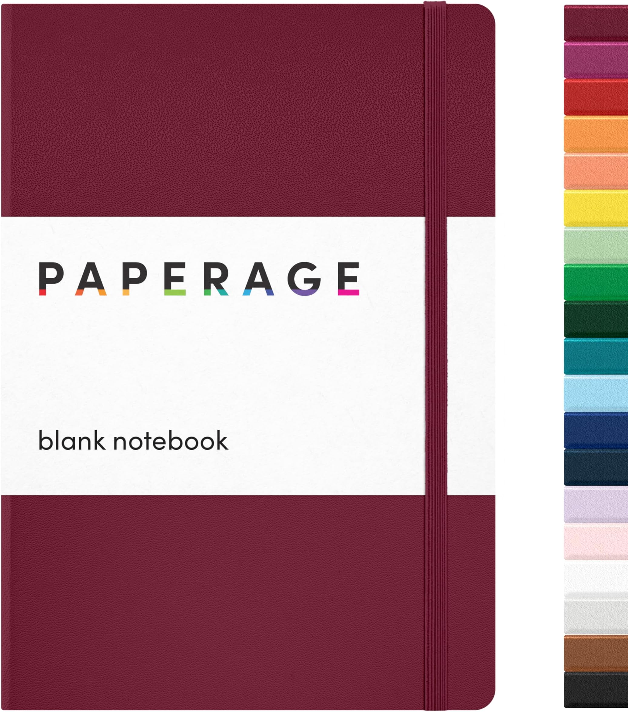 Journal Blank Page Notebook, Hard Cover, Medium 5.7 x 8 inches, 100 gsm Thick Paper (Burgundy, Plain)