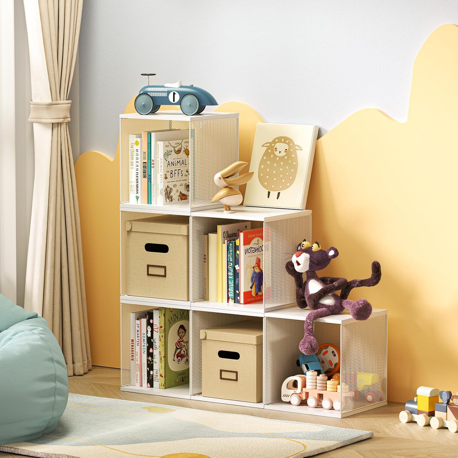 2 Cube Organizer Bookshelves DIY Variable Stackable Cube Storage Organizer for Kid Bedroom,Living Room,Small Bookshelf White