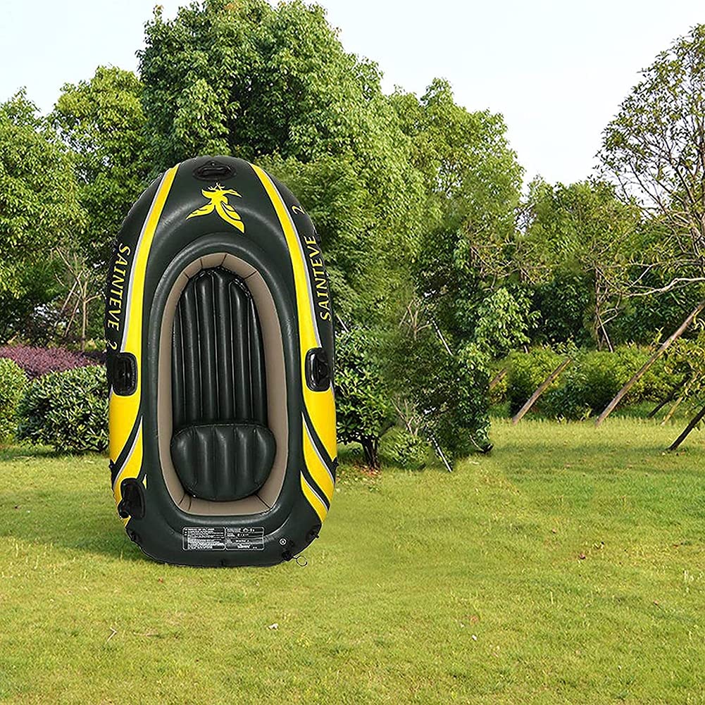 2 Person Inflatable Boat, Foldable Inflatable Boat Set, Portable Thickened Floating Rafts, Wear-Resisting Kayak Rubber Boats Hovercraft Dinghies for Fishing Entertainment