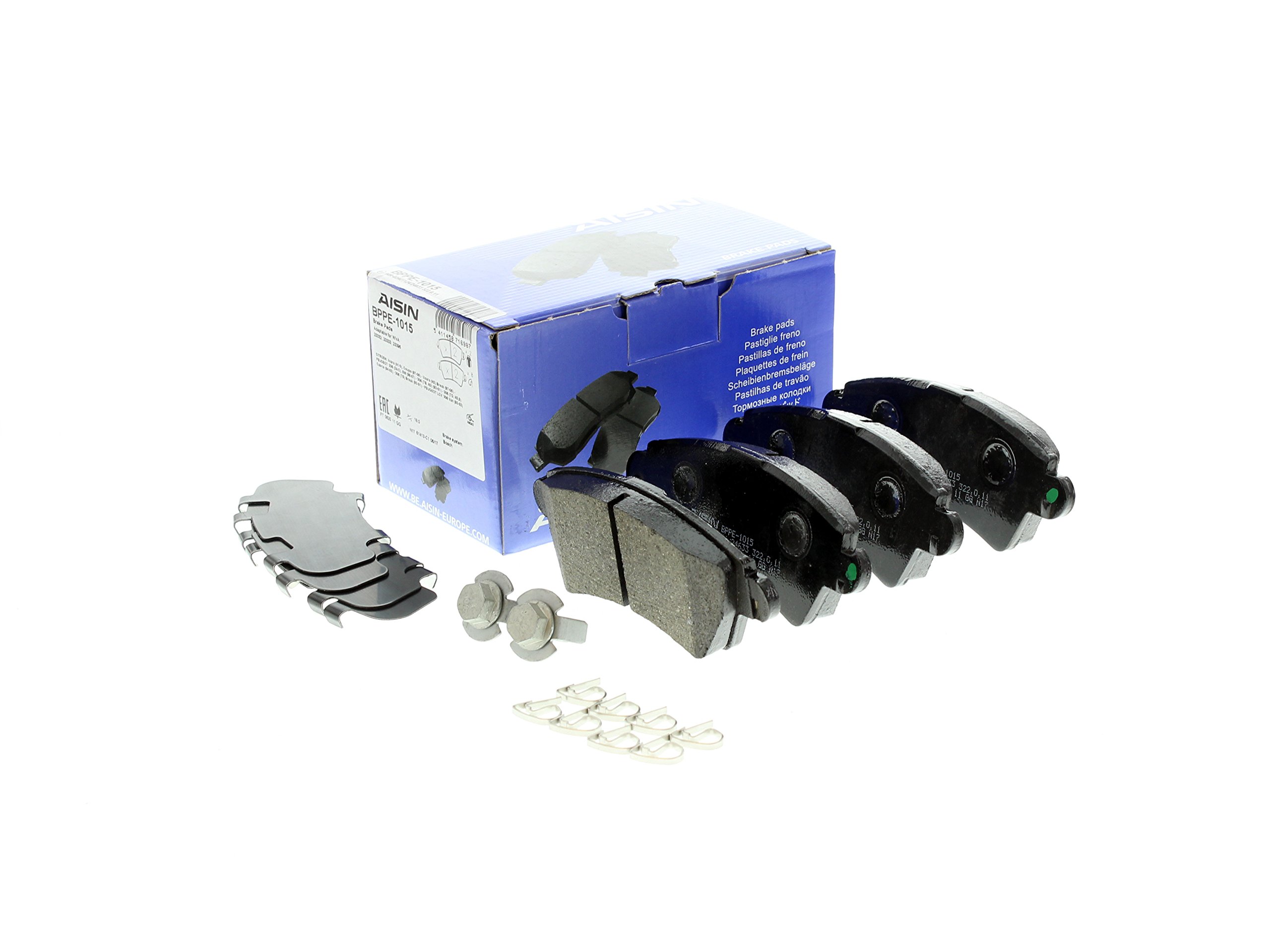 AISIN Kit pastiglie freni Anteriore senza contatto segnalazione usura BPPE-1015 Compatibilità con PEUGEOT 206 2 volumi/Coda spiovente 2A/C 306 2 volumi/Coda spiovente 7A, 7C, N3, N5 206 CC 2D