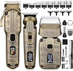 Scttomon Professional Hair Clipper for Men Hair Cutting Kit Men's Beard Trimmer Hair Trimmer Shaver Cordless Barber Clippers and Trimmers Set Bronze