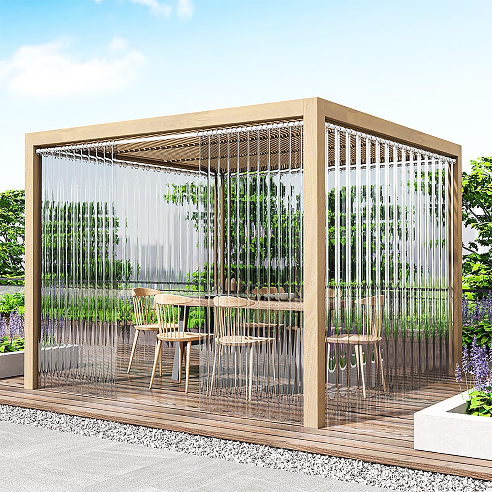 Tapparella Avvolgibile Plastica in PVC Impermeabile, Tenda a Rullo Trasparente, Tende Avvolgibili Antipioggia per Balcone, per Cucina Bagno Finestra Ufficio(140 x 220 cm)