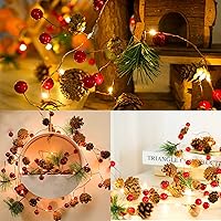 Vista 5 de Guirnalda de Navidad de 30 luces LED de 10 pies con luces, decoraciones de cono de pino para interior del hogar, chimenea, escalera