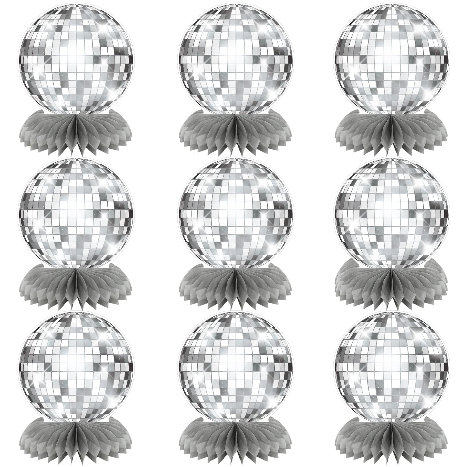 Yoomod Disco Centerpieces for Tables Silver 70s Party Decorations Flat Disco Ball Décor for Classroom Birthday Wedding (Not Ball)