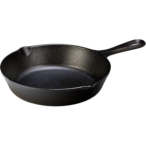 Lodge 8 Inch Cast Iron Pre-Seasoned Skillet – Signature Teardrop Handle - Use in the Oven, on the Stove, on the Grill, or Over a Campfire, Black