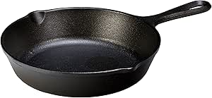 Lodge 8 Inch Cast Iron Pre-Seasoned Skillet – Signature Teardrop Handle - Use in the Oven, on the Stove, on the Grill, or Over a Campfire, Black