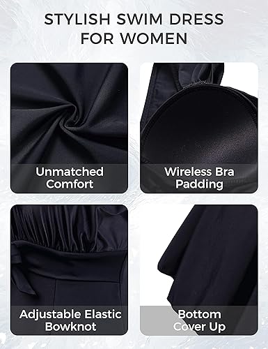 Miniatura 5 de Wantdo - Traje de baño de una pieza para mujer talla extra traje de baño con falda traje de baño cubierto