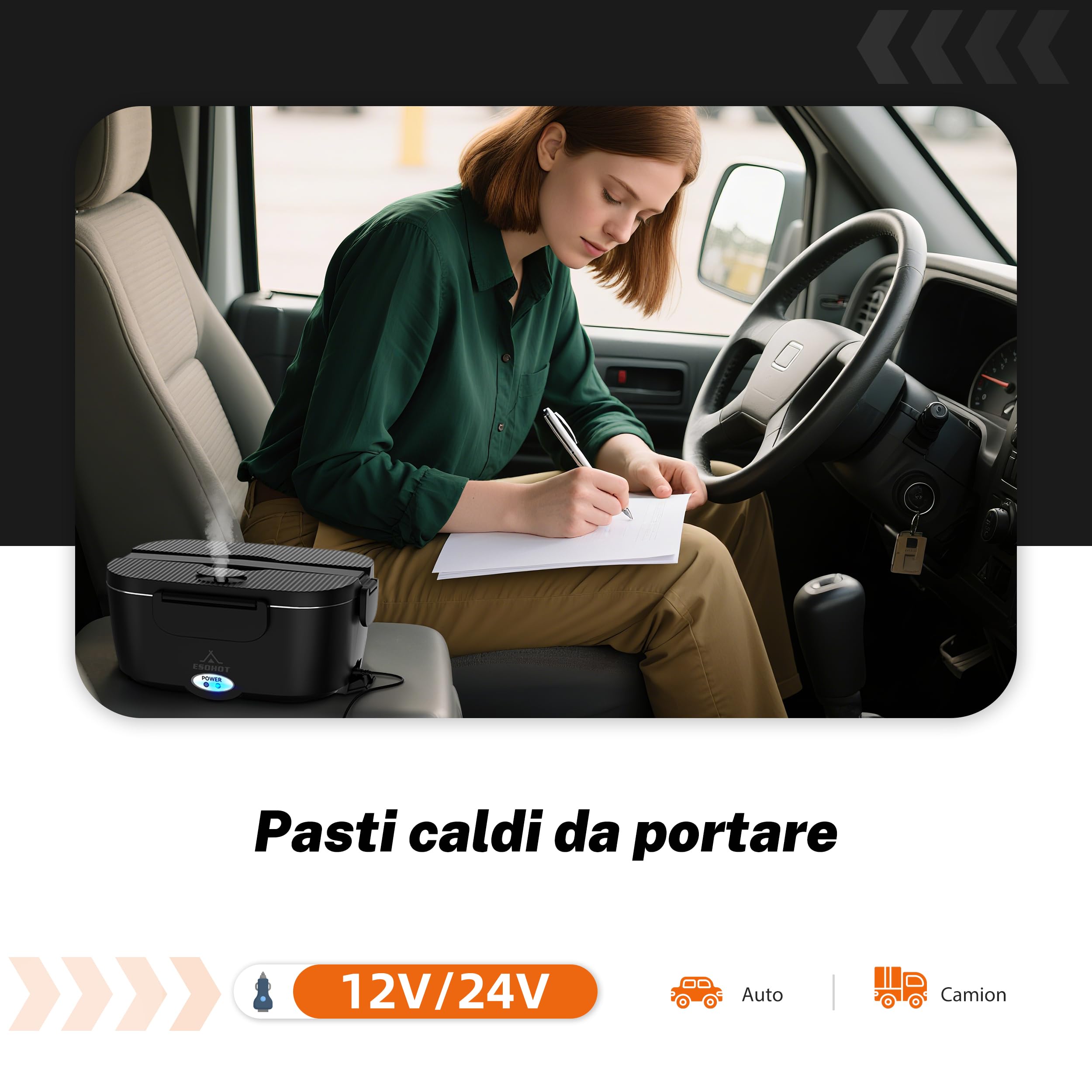 Scaldavivande Elettrico Portatile,120W Scalda Vivande Portatile Elettrico Riscaldamento Ultrarapido 12V/24V/230V Porta Pranzo Riscaldabile per Viaggi, Lavoro, Auto, Camion (1,5L x 2)