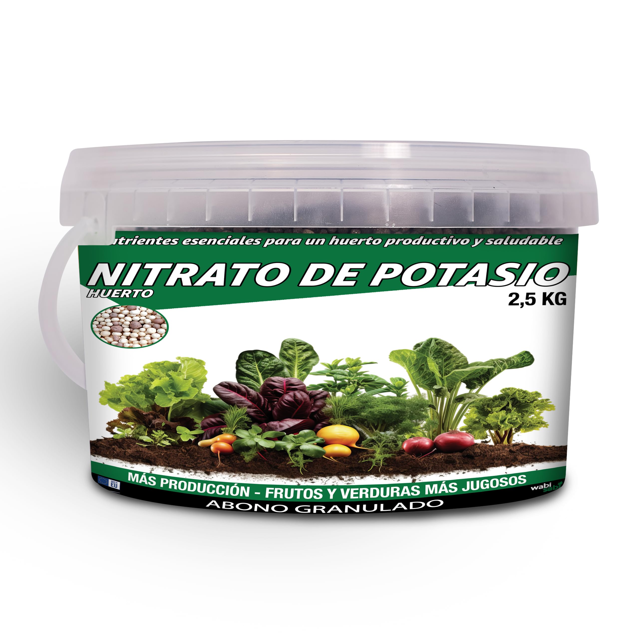 Nitrato de Potasio Puro (KNO3) 13-00-46 para Huerto y Cultivos - Potencia el Crecimiento y Maduración de Tomates, Melones y Más (2,5kg)