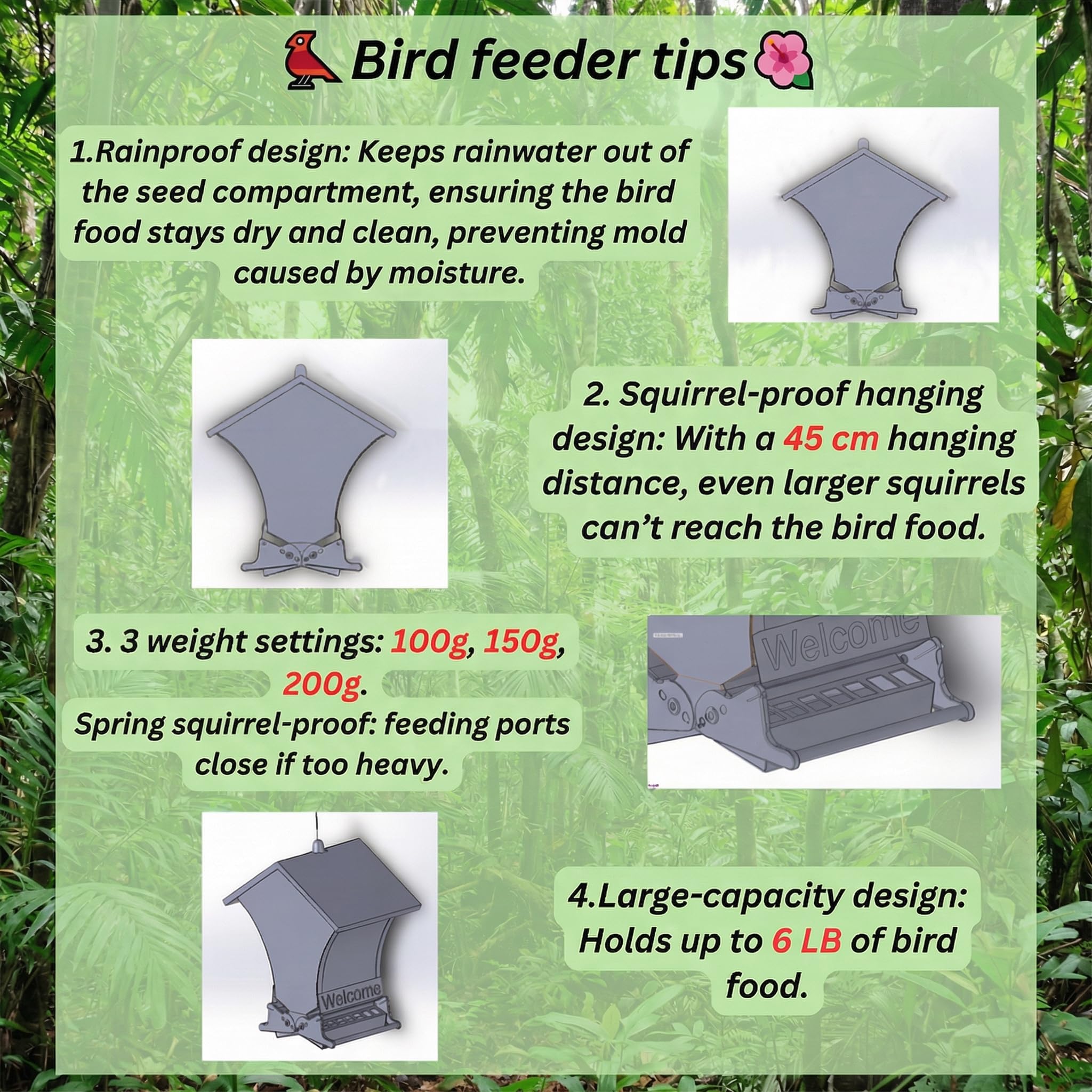 Wildpark Comederos de pájaros a prueba de ardillas para exteriores, comederos colgantes de metal de 5 libras, comederos salvajes grandes para cardenales, gallineros, comederos duraderos para patio