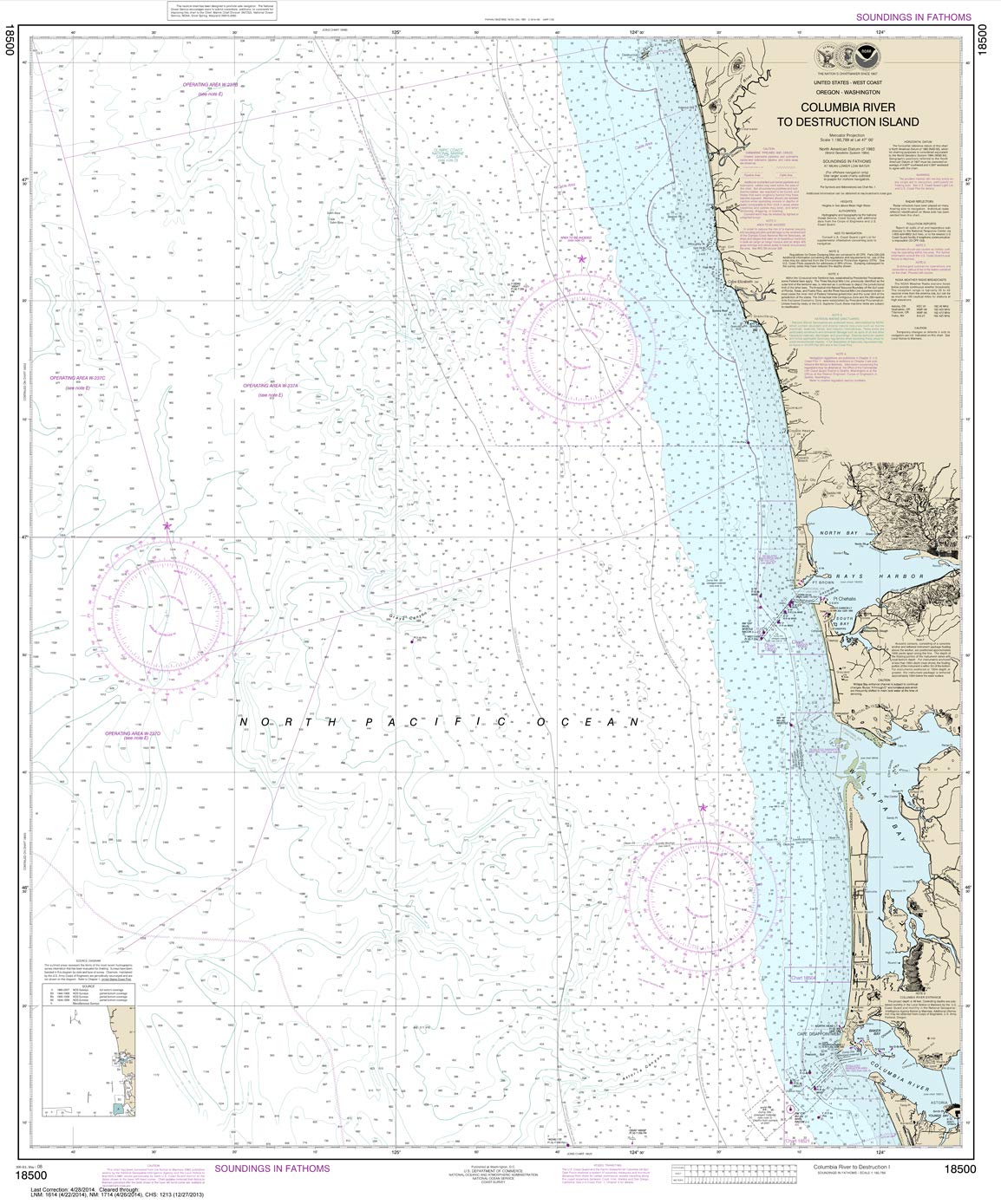 Paradise Cay Publications Antiqued NOAA Chart 18500: Columbia River to Destruction Island