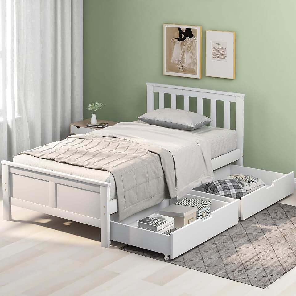 Amazon.co.uk Solid Single Bed Frame with Drawers