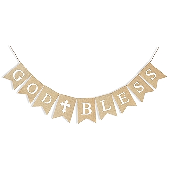 CHRORINE 首次圣餐横幅套件 - 洗礼装饰，神祝横幅及白色装饰