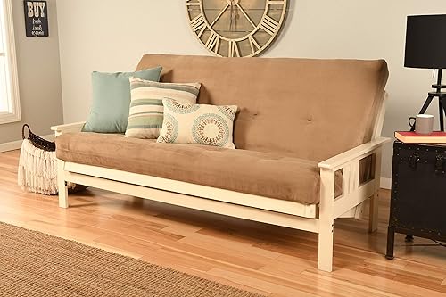 MFD Futón Montana, Verde, Tela Madera, Colchón de ante de turba