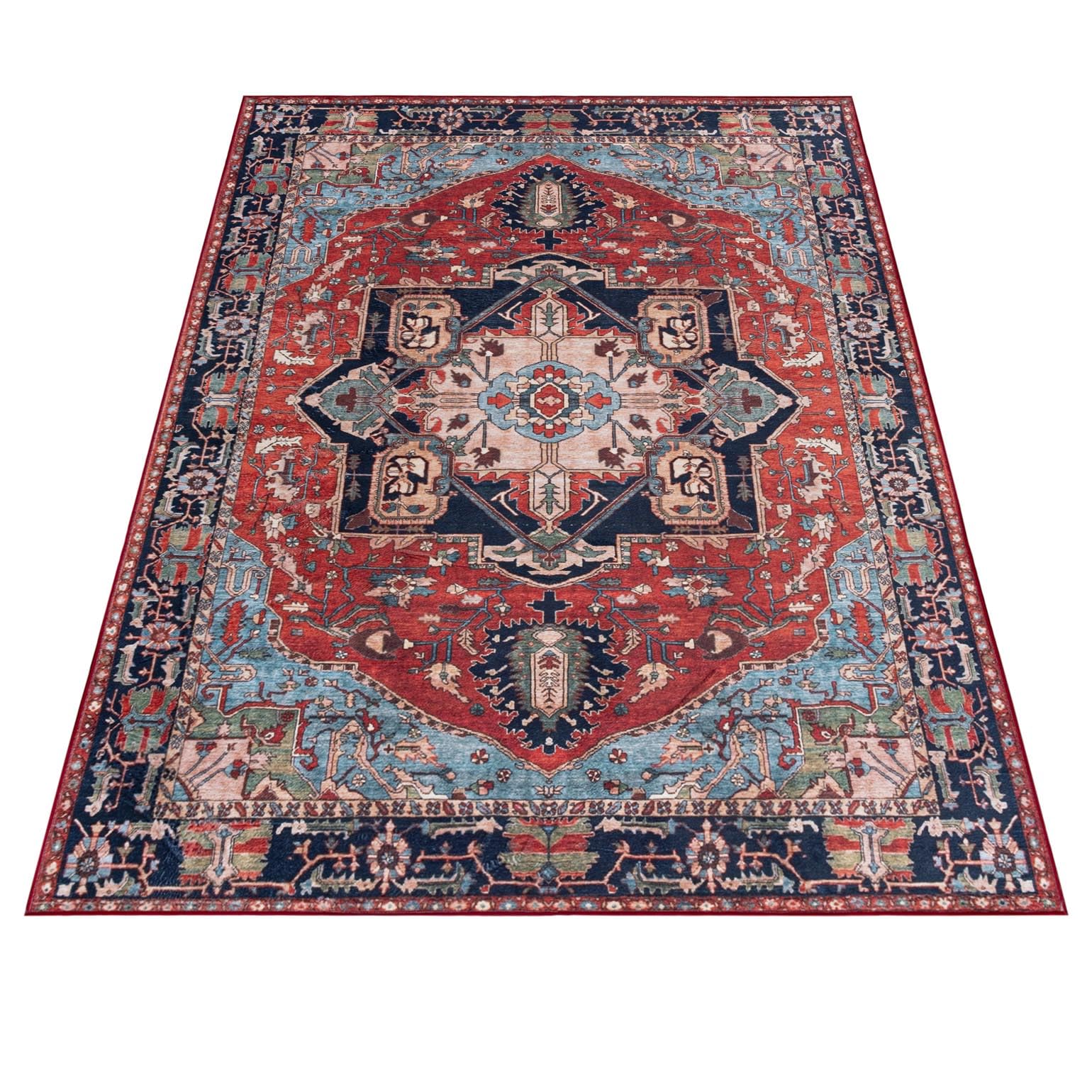 Mazovia Teppich Orientalisch Vintage - Waschbar rutschfest - Weich Traditioneller Teppich für Wohnzimmer Orientteppich - Fußbodenheizung geeignet - Rot Burgunderrot 200 x 300 cm