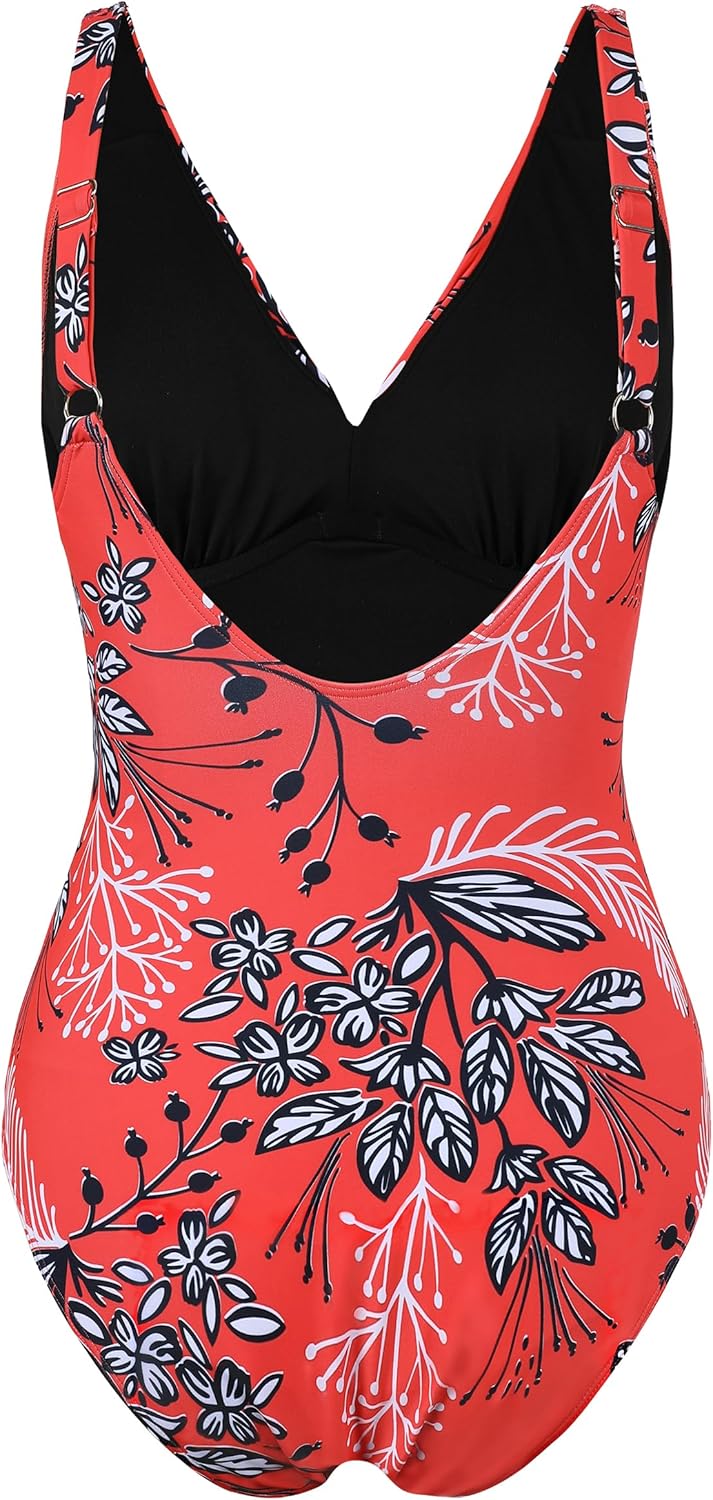 Hilor Women's Underwire Swimsuits Tummy Control One Piece Bathing Suit Twist V Neck Slimming Swimwear - Image 6