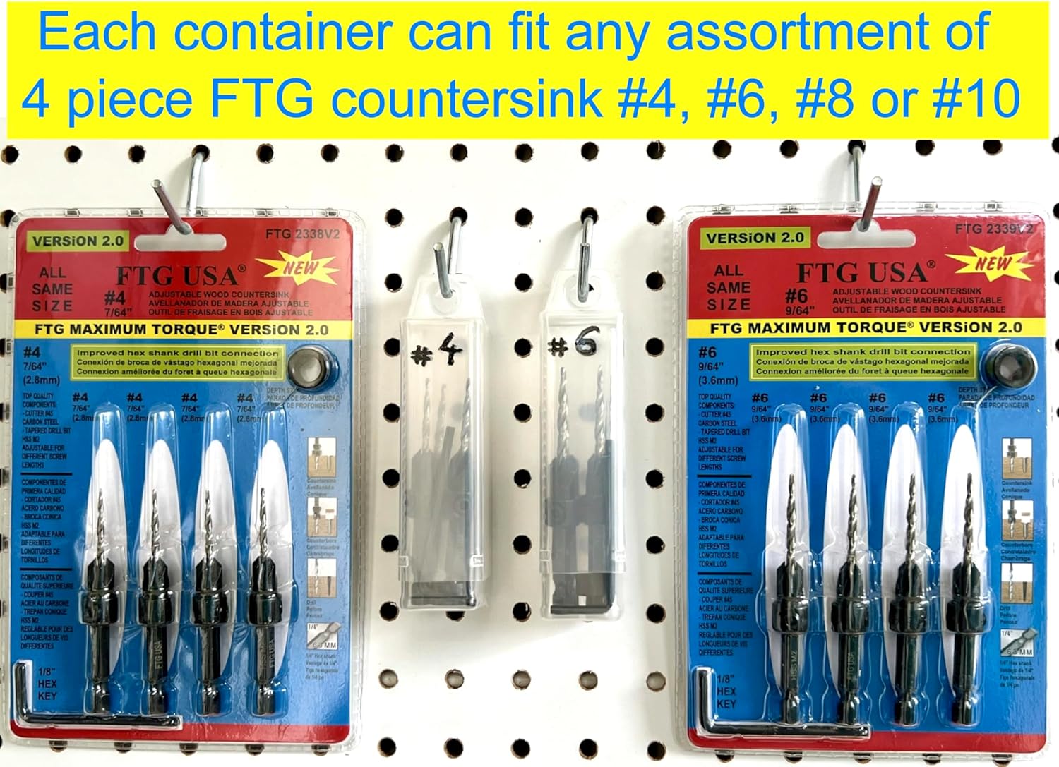 FTG USA Storage Container 4 Piece Medium Size Extendable Plastic Box Used as Storage Case for Countersink and Replacement Drill Bits