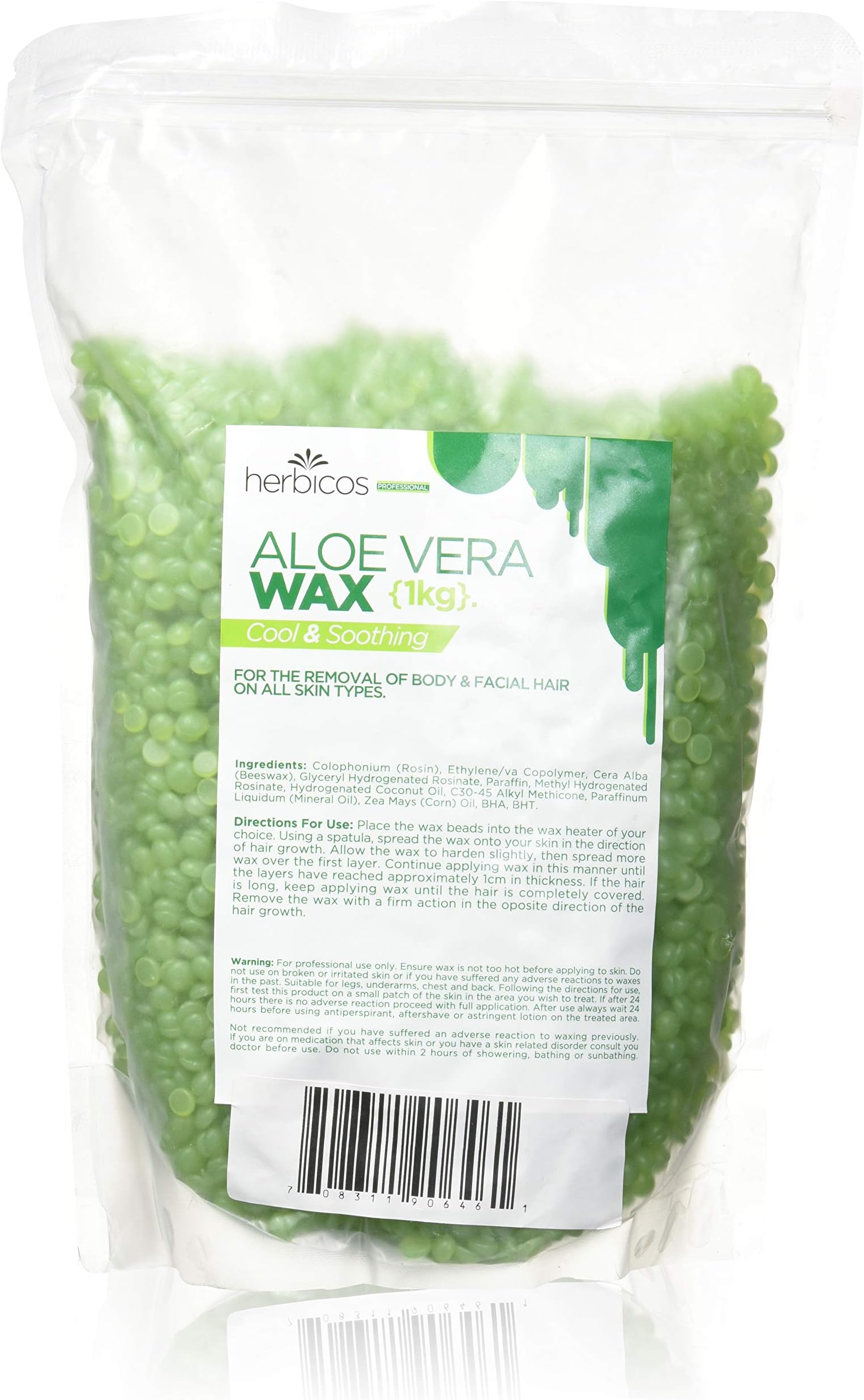 Huini Herbicos Body Hair Remover Hard Wax Beans Aloe Vera w/t 50 Large Spatula for All Skin Types Cool & Soothing - 35.28 oz / 1000g CD-RHW1000C-4