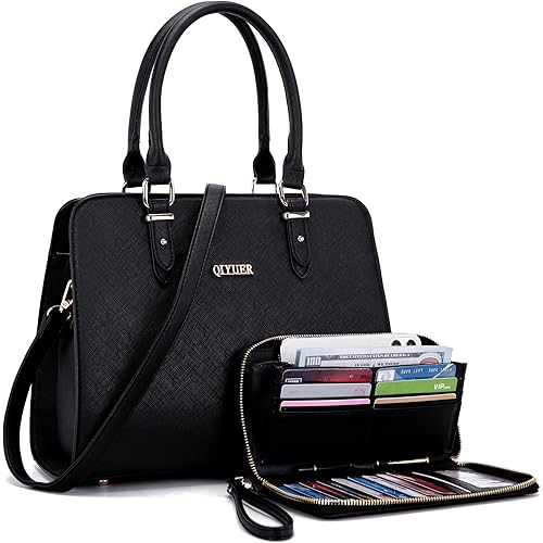 Qiyuer Satchel Purses For Women Top Handle Bag Purse And Wallet Set Work Tote Bags 2pcs
