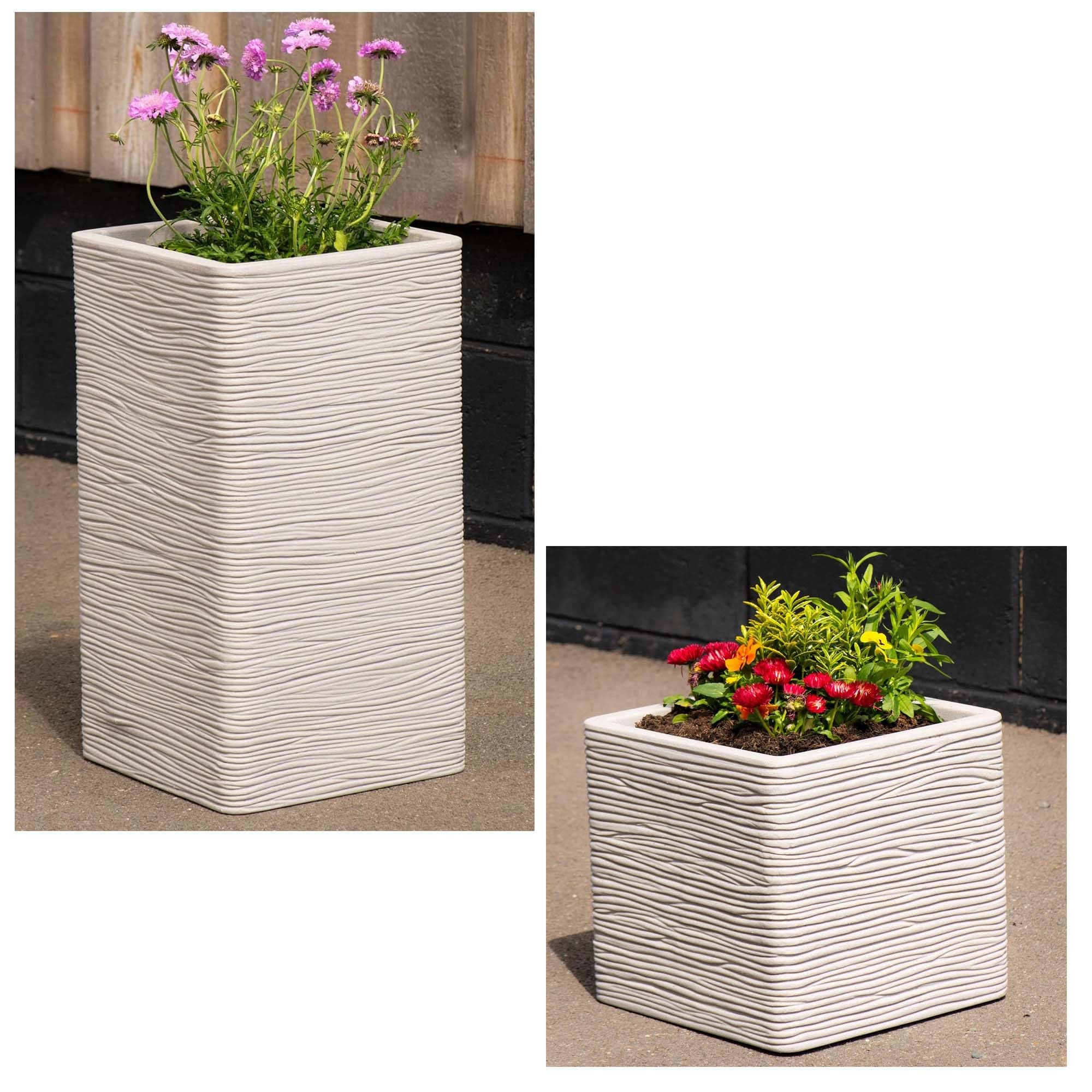Pluto Packaging Amalfi Tall & Square Multipurpose Home Garden Patio Stone Effect Flower Planters (1, Amalfi Tall (60cm Height))