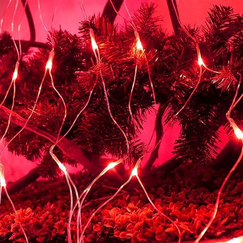 Miniatura 4 de Red de luces verdes de Navidad para decoración al aire libre, 9.9 pies x 6.6 pies, 264 luces LED de malla parpadeante para interiores, IP44