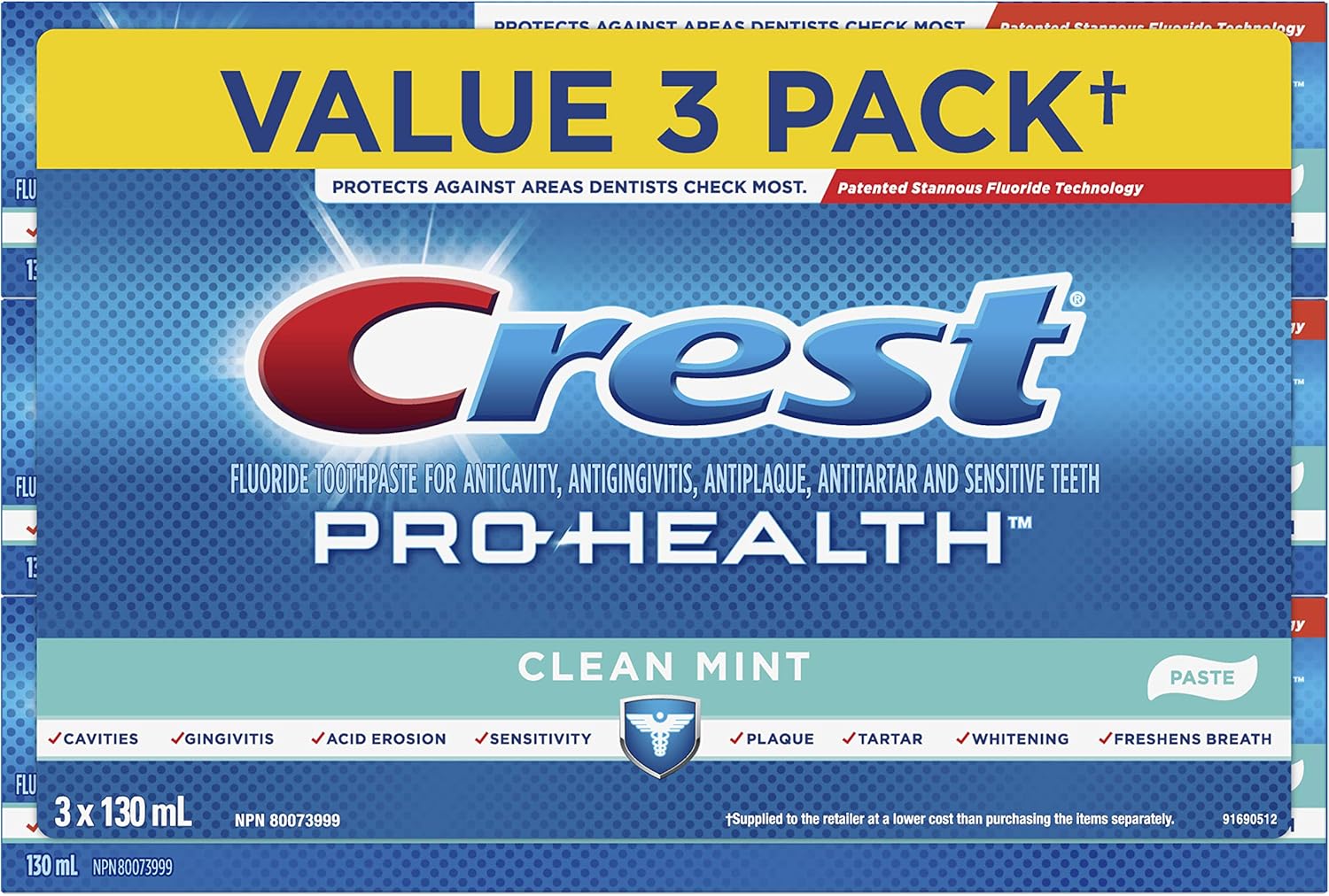 Crest ProHealth Toothpaste Smooth Formula, Clean Mint, 130 mL (Pack of
