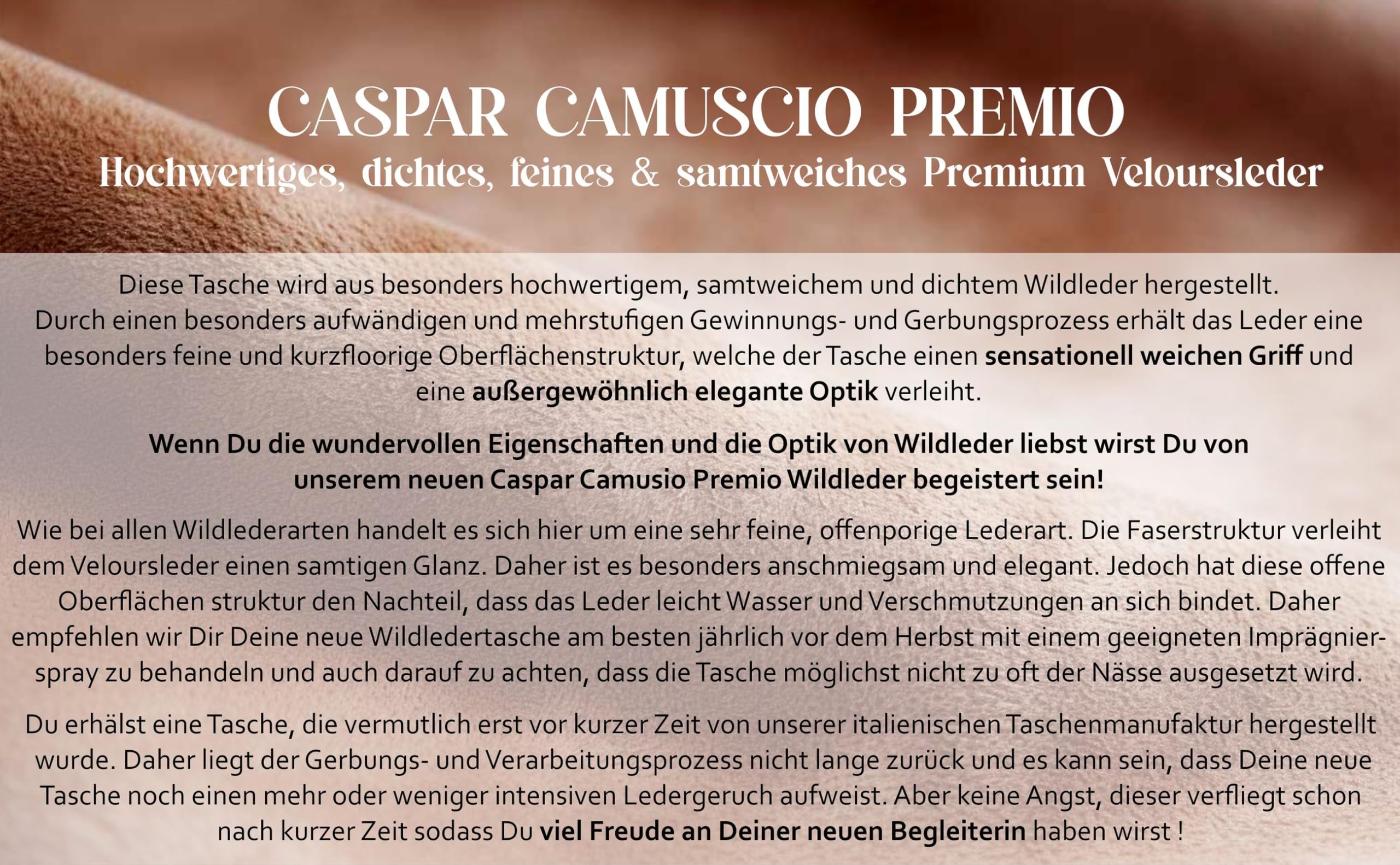 Caspar Elegante Wildleder Handtasche Damen Leder Schultertasche Crossbody Bag Umhängetasche aus hochwertigem Veloursleder - PREMIUM LINE - Modell No.838 - Made in Italy