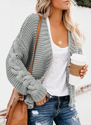 Miniatura 3 de Dokotoo Suéteres Cárdigan de Punto Grueso de Manga Larga con Frente Abierto para Mujeres Abrigo Exterior Suelto