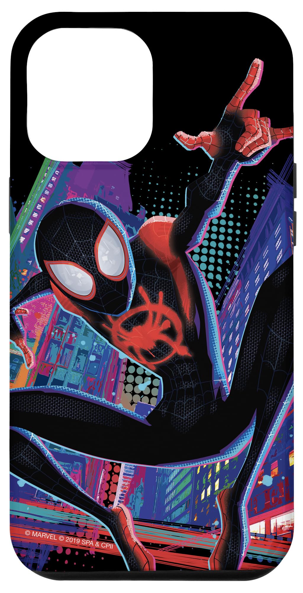 Custodia per iPhone 12 Pro Max Marvel Spider-Man nella città di Spider-Verse Miles Morales
