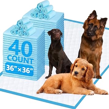 L Puppy Pee Pads for Dogs 36"x36" 40 Count, Extra Large Dog Pee Pads, Leak-Proof & Super Absorbent Dog Pee Pads, Thicken Disposable Potty Pads Puppy Training Pads for Cats Rabbits