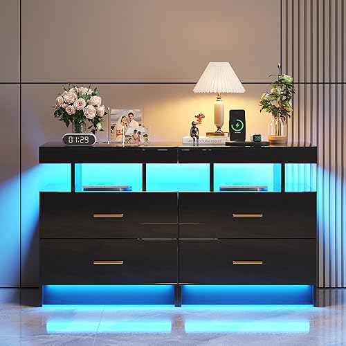 Miniatura 10 de HNEBC Juego de 2 mesitas de noche de alto brillo con estación de carga inalámbrica, mesita de noche LED con inducción del cuerpo humano, mesitas de