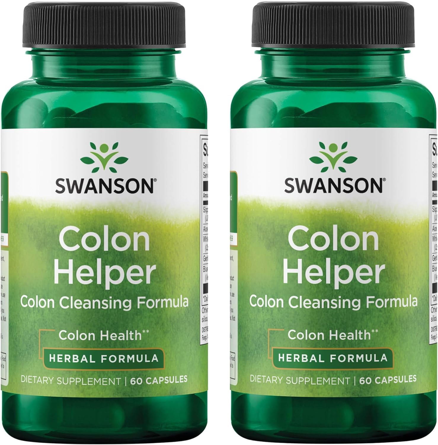 Swanson Colon Helper Herbal Digestive Supplement for Adults Seeking Healthy Eliminations with Goldenseal, Slippery Elm & Aloe (60 Capsules, 2 Pack)