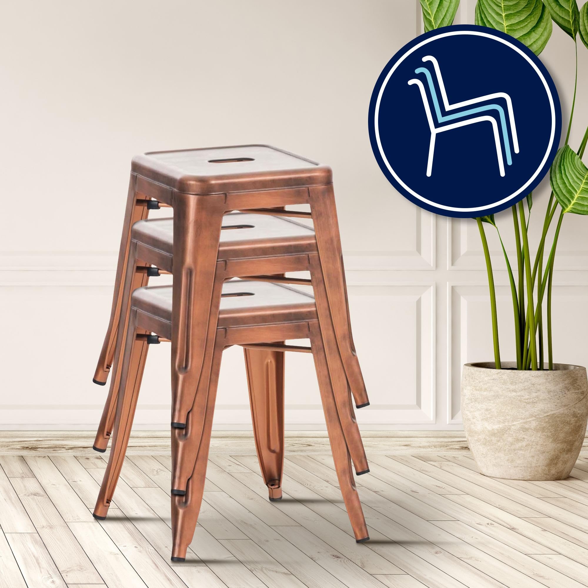 Tabouret métallique empilable CLP Armin 200 kg Cuivre