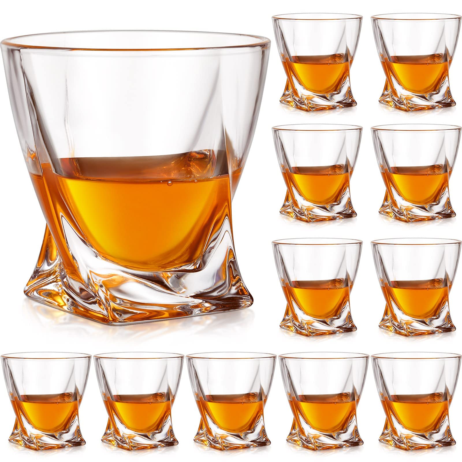 12 Pack Old Fashioned Whiskey Glasses 10 oz Bourbon Glass Cocktail Glasses Rocks Glasses for Whiskey Bourbon Liquor and Cocktail Drinks Gift for Men Women Home Bar (Stylish)