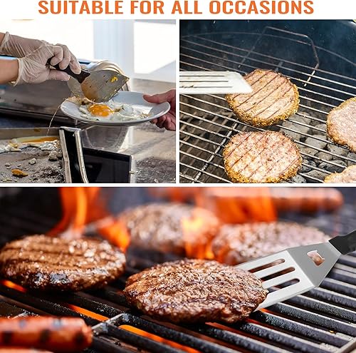 Miniatura 4 de Whonline Accesorios para plancha, 16 piezas, juego de espátula para parrilla Blackstone y Camp Chef de acero inoxidable con espátula, raspador,