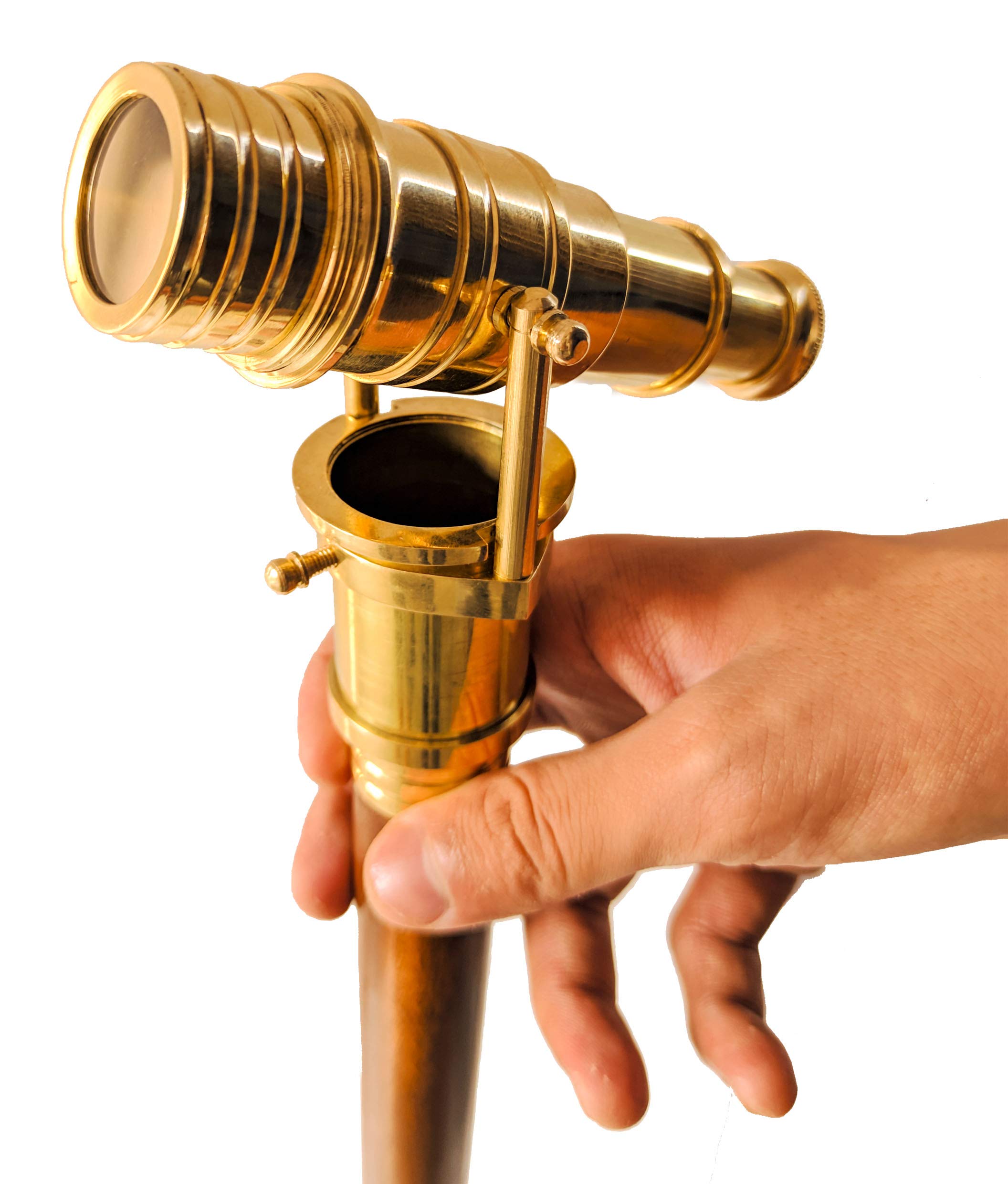 Handmade Wooden Brass Telescope Handle Cane Black Wooden Walking Stick Cane Handcrafted Wood Perfect Offering Cane for Men Women Senior Cane 3 Fold Fancy Cane