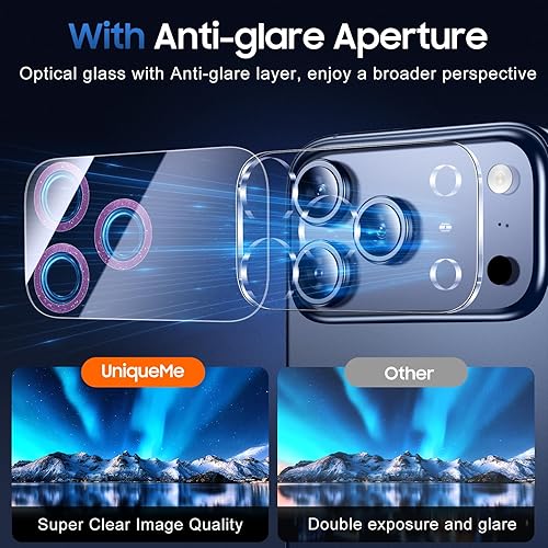Miniatura 528 de UniqueMe [Paquete de 3 protectores de lente de cámara compatibles con iPhone 14 Pro Max/iPhone 14 Pro, vidrio templado, [compatible con fundas]
