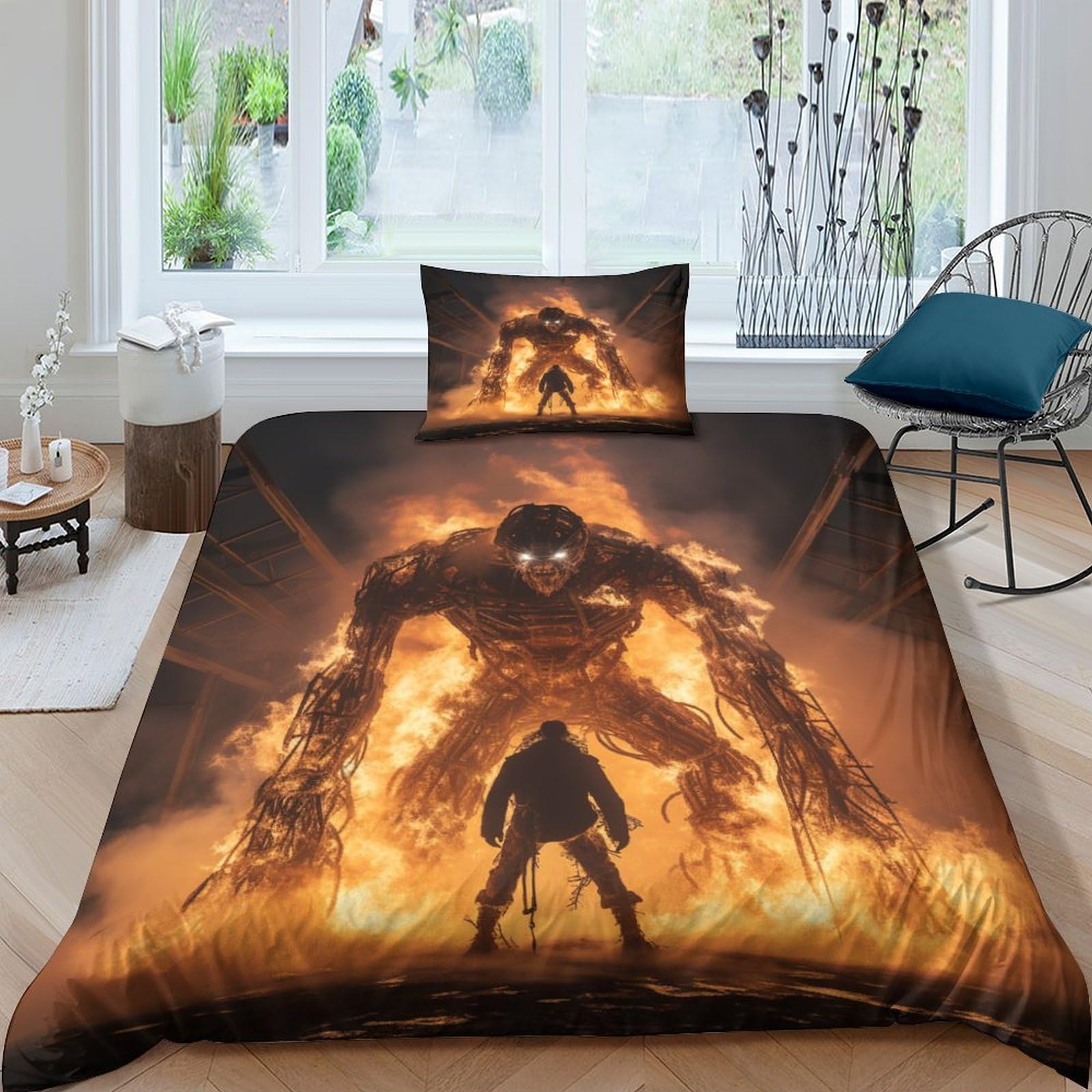 Housse de couette pompier pour changer facilement les draps qui glissent du lit