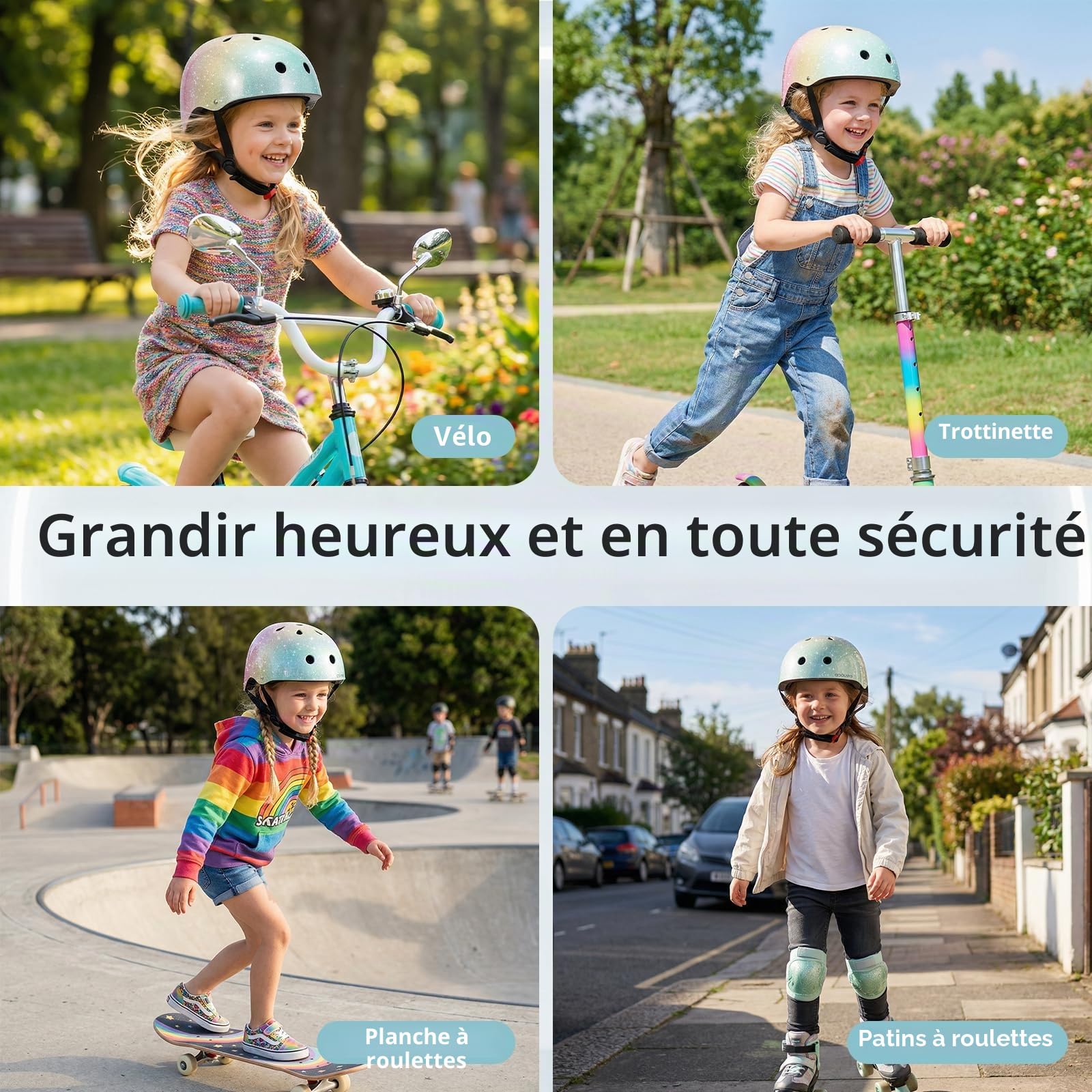 Odoland Casque de Vélo Enfant pour Garçons et Filles de 3 à 8 Ans, Casque Vélo Protection Enfant pour Cyclisme, Skateboard, Trottinette, Adjustable, Léger, Multiples Couleurs et Styles
