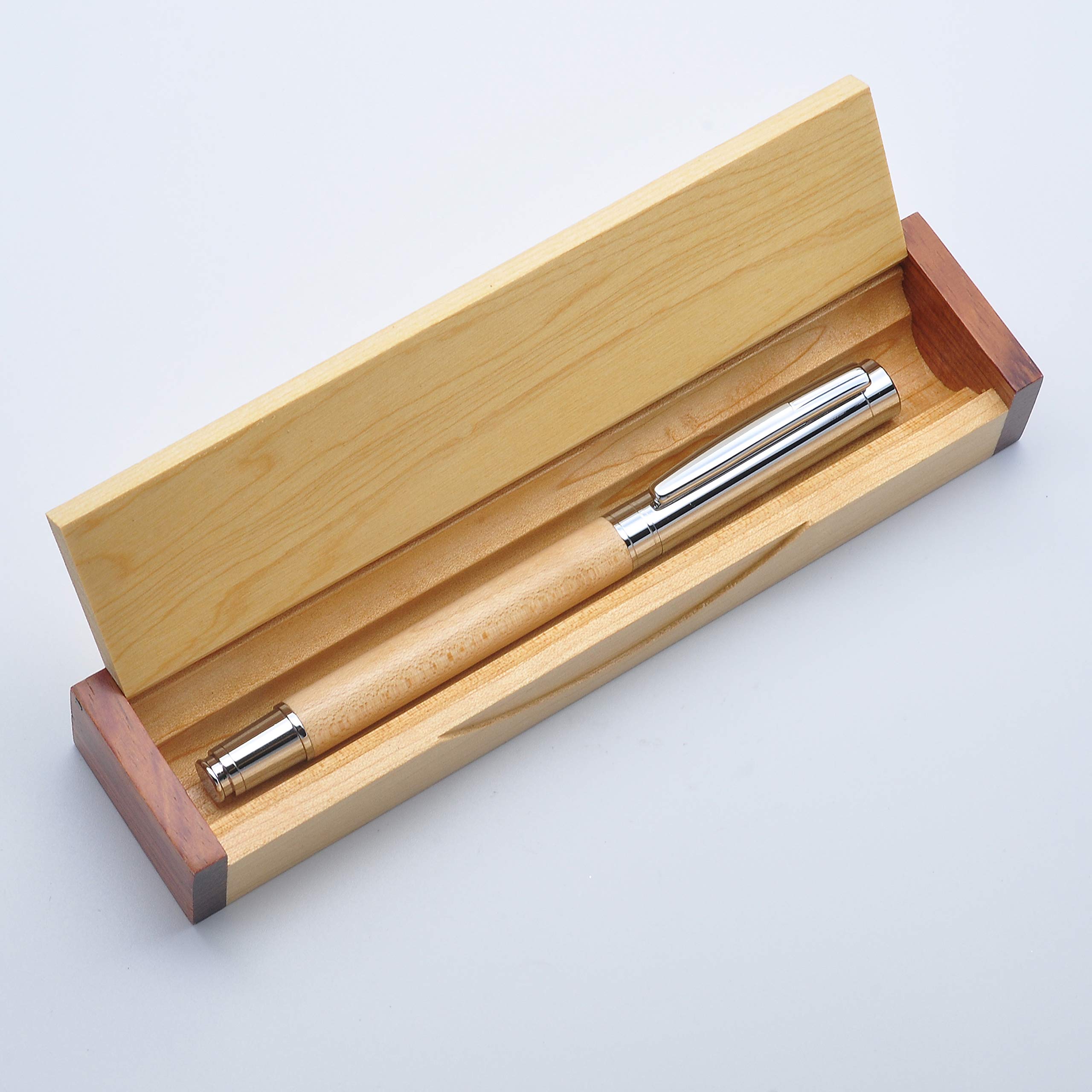 Lachieva Lux - Penna a sfera in acero, con elegante scatola di legno, ottima idea regalo