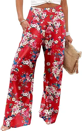 JZC Women's Palazzo Lounge Pants Casual Wide Leg Pants High Waist Flowy Toursers with Pockets