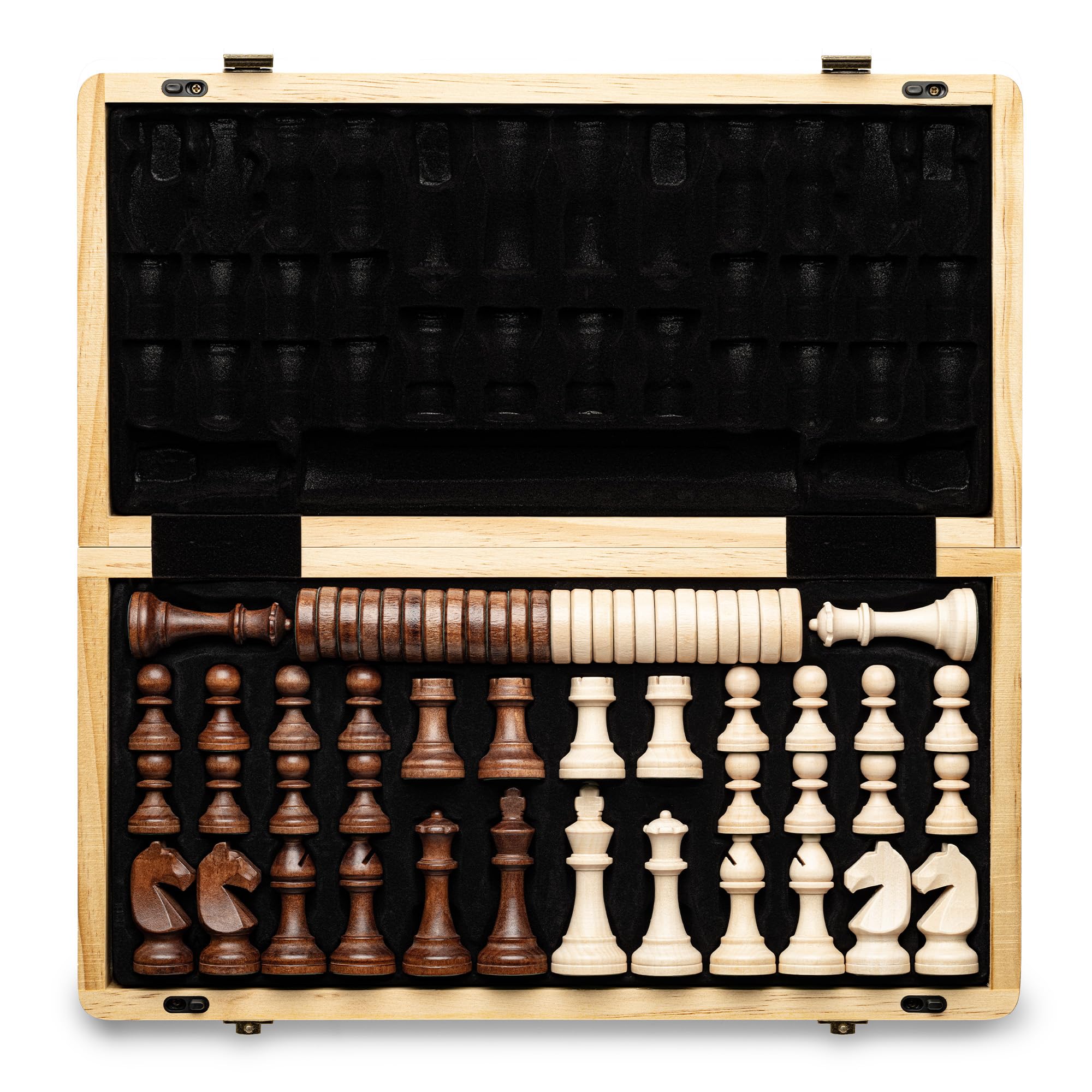 -Parents- 15 inch Pine Wood Folding Chess Set