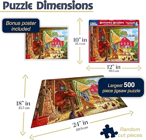 Vista 2 de White Mountain Puzzles Barnyard Buddies - Rompecabezas de 500 piezas