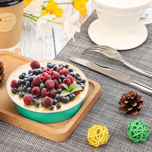 Vista 97 de Beasea Latas desechables para tartas de 4 pulgadas, paquete de 50 mini sartenes con tapas, molde de aluminio dorado de 8 onzas, moldes para tartas